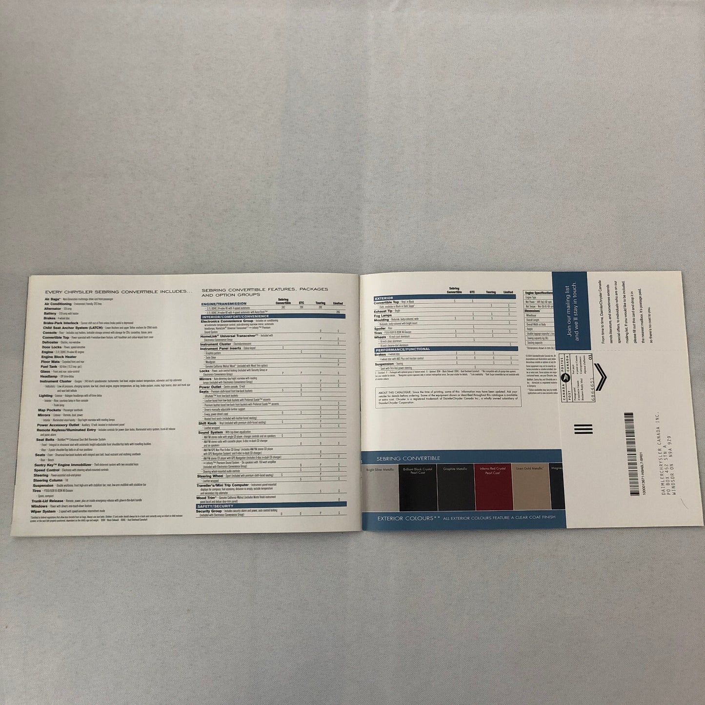 2005 Chrysler Sebring Convertible and Sedan Sales Brochure Catalog