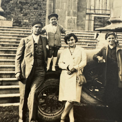 Vintage Postcard Real Photo Postcard RPPC People with Car Automobile Italian
