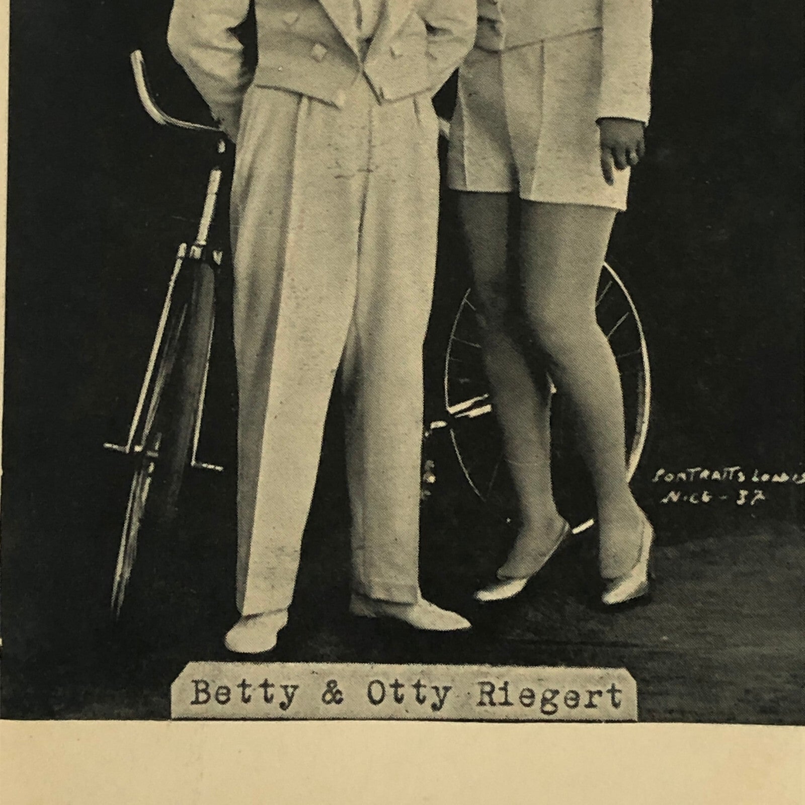 Circus Performers Betty and Otty Riegert Bicycle Acrobat Stunt Photo Photograph
