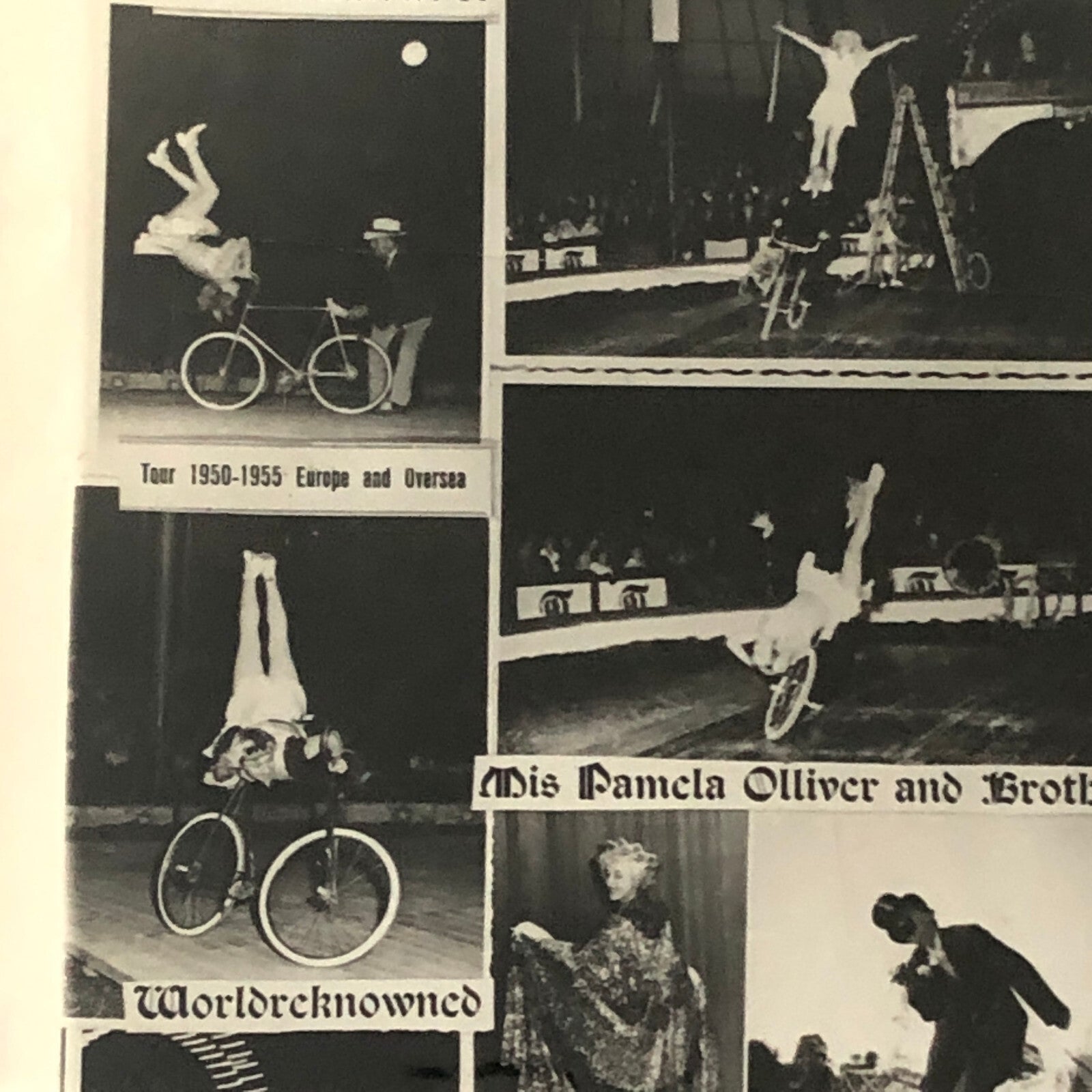 Circus Bicycle Act Performer Photo Photograph Miss Pamela Olliver Vintage
