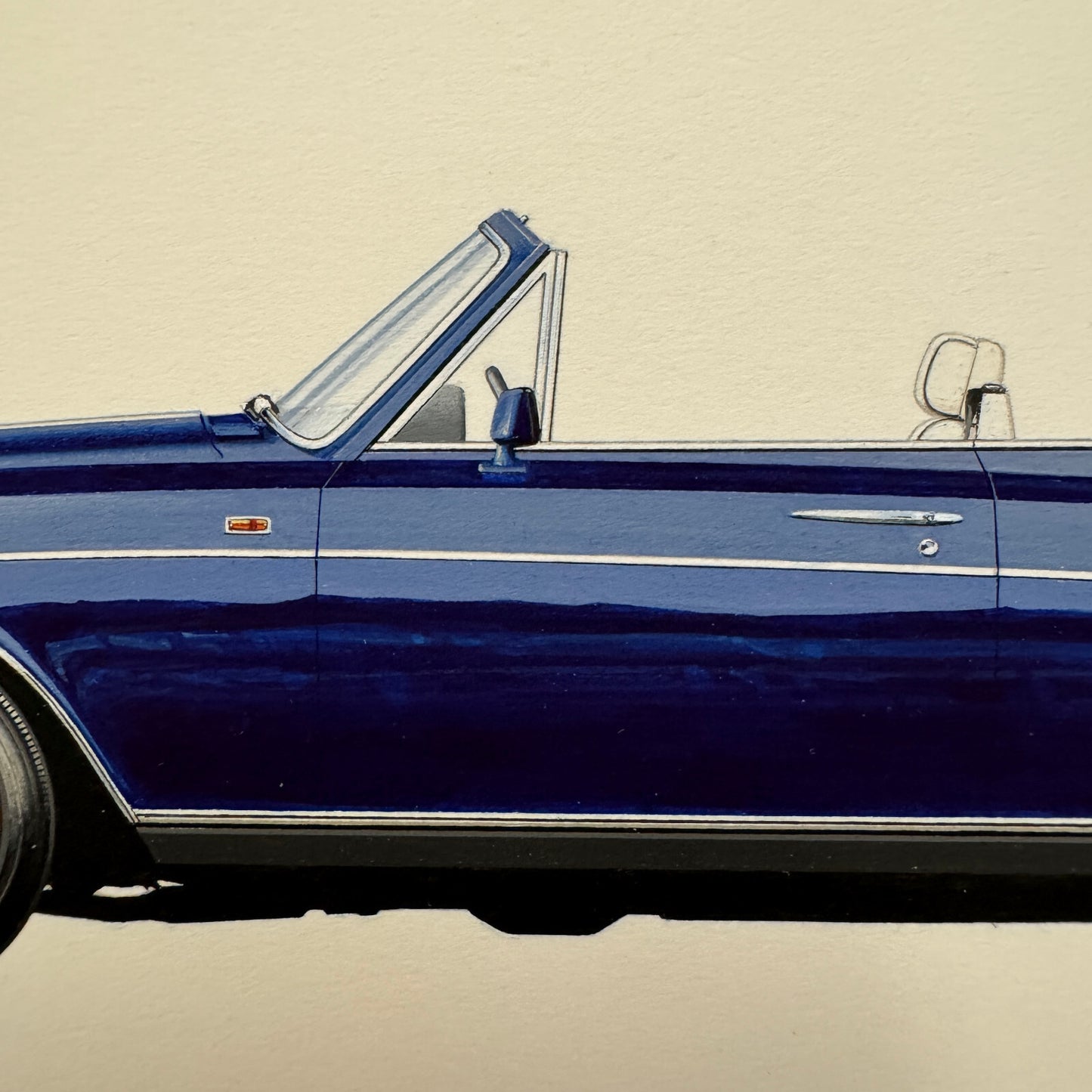 1993 Rolls Royce Corniche Convertible Car Illustration Art Drawing Robert Preis