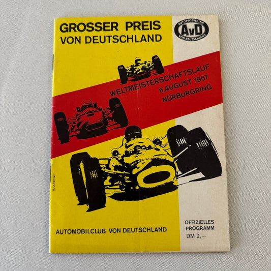 1967 AVD German Grand Prix Racing Program Motorsport Race Jim Clark Dan Gurney +