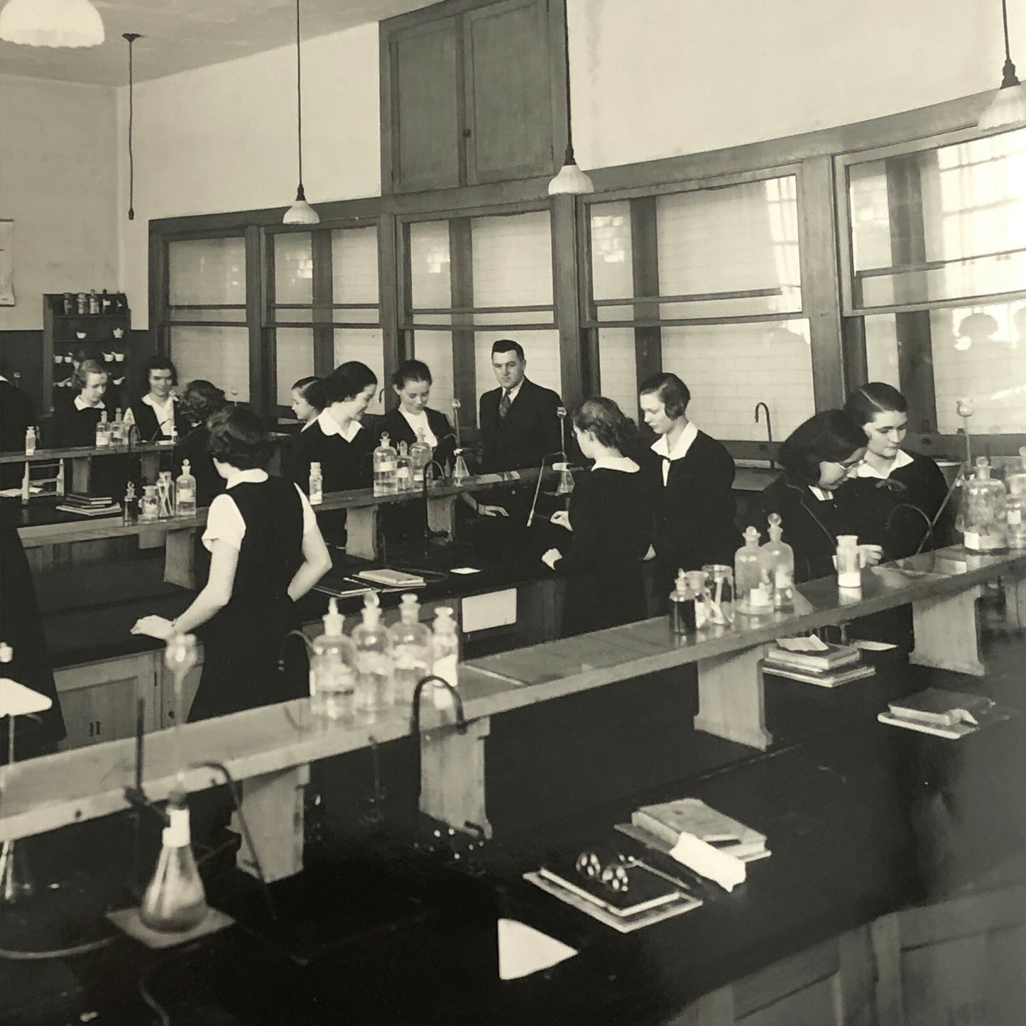 Vintage Montreal High School Photo Photograph Science West Hill Highschool 1937