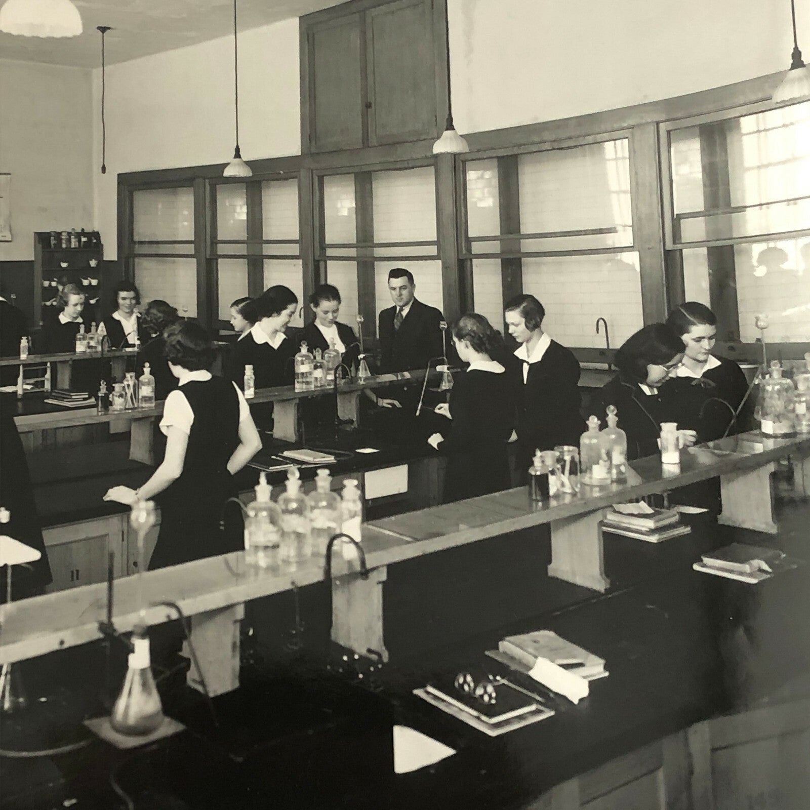 Vintage Montreal High School Photo Photograph Science West Hill Highschool 1937