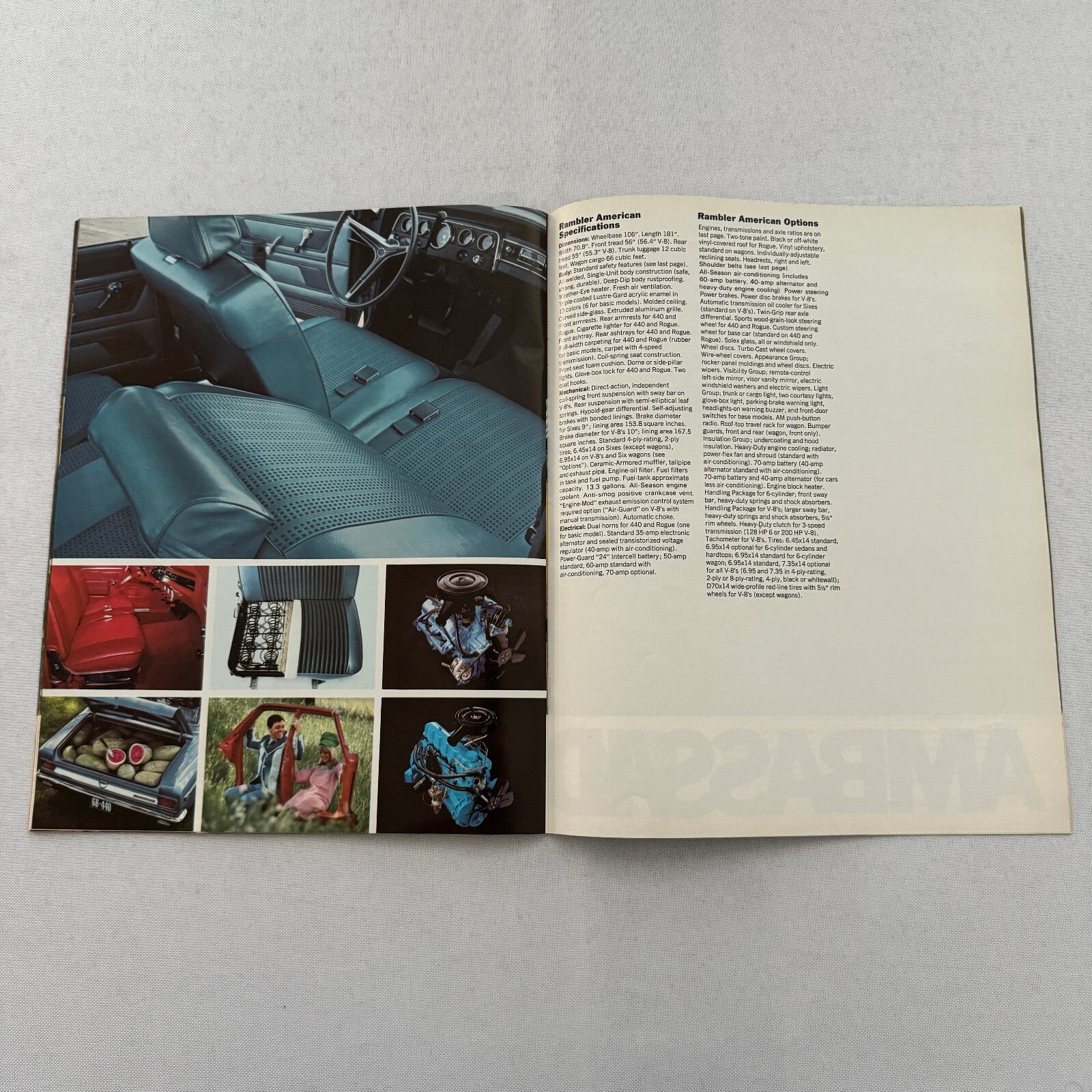 1968 American Motors AMC Brochure Catalog Javelin Rebel American Ambassador AMX