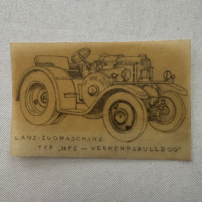 Lanz Bulldog Tractor Vintage Illustration Hand Drawn Drawing Sketch Art Germany
