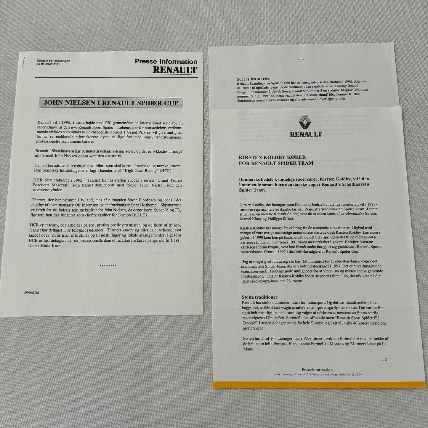 Renault Spider Racing Team Press Kit 35mm Photo Slides German Text