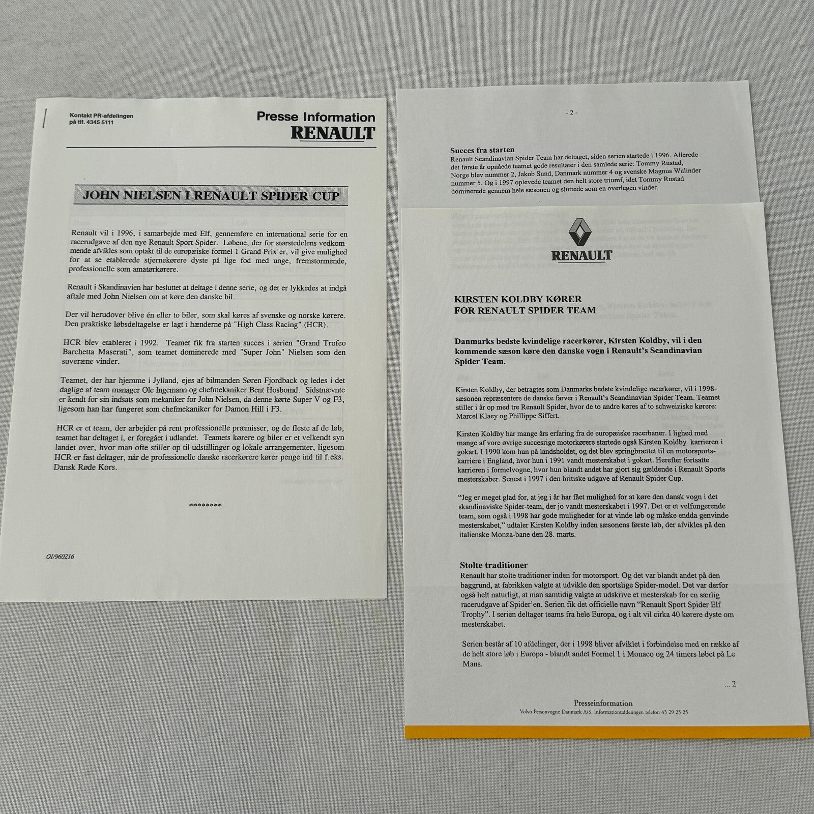 Renault Spider Racing Team Press Kit 35mm Photo Slides German Text