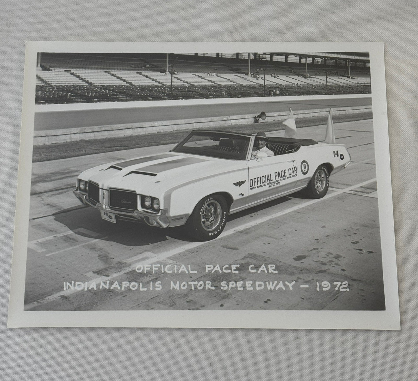 Vintage Indy 500 Racing Photo 1972 Oldsmobile Official Pace Car Photograph