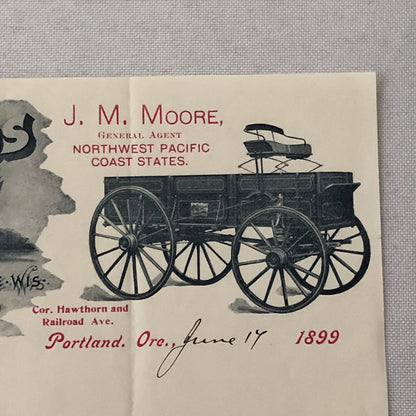 1899 Fish Brothers Wagon Company Advertising Letterhead Letter Document