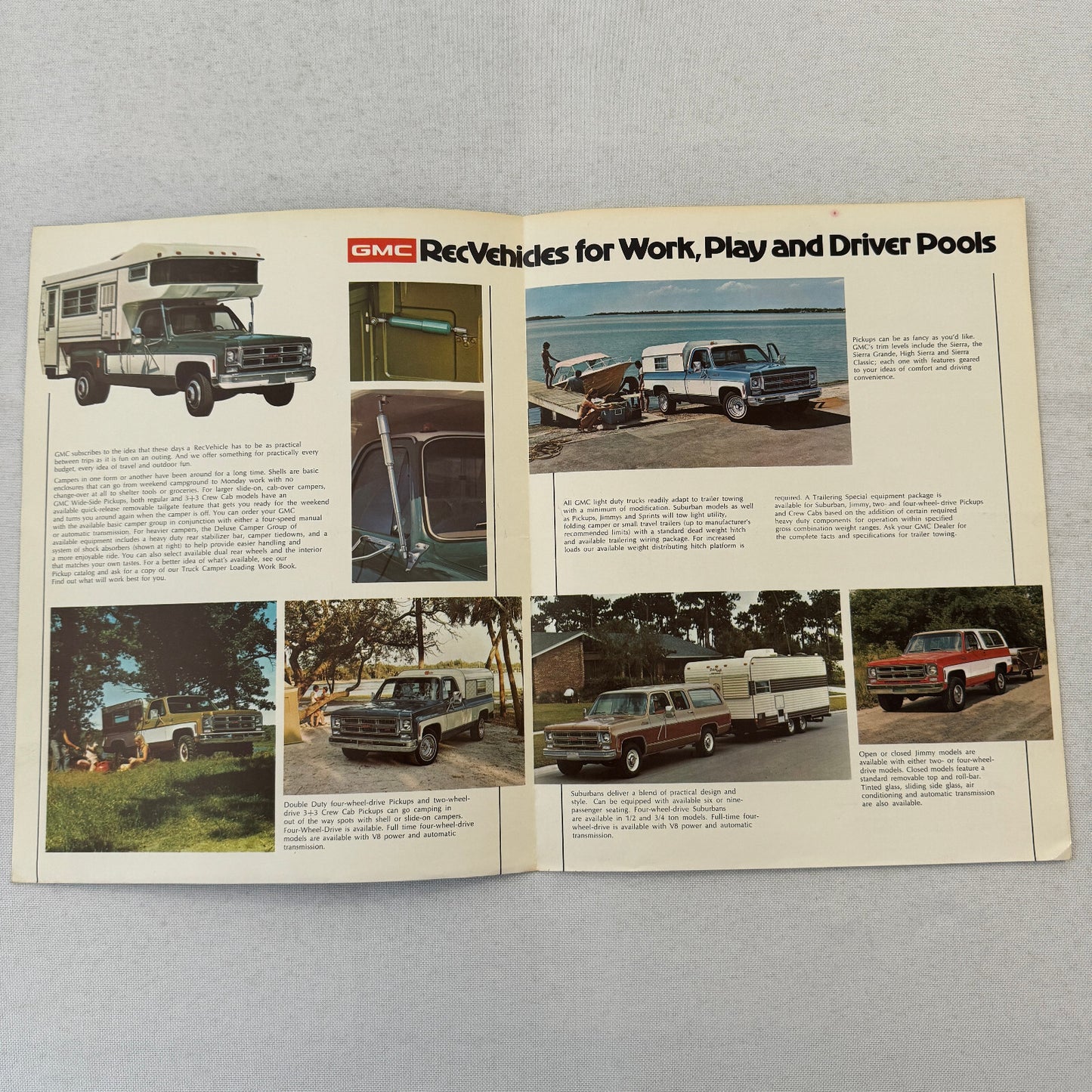 GMC Recreational Vehicles Sales Brochure Catalog Pickup Suburban Jimmy Vandura