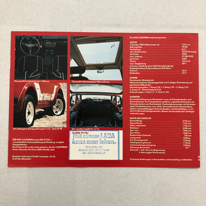 Lada Niva CALIFORNIA Edition Sales Brochure Catalog German Text European Market