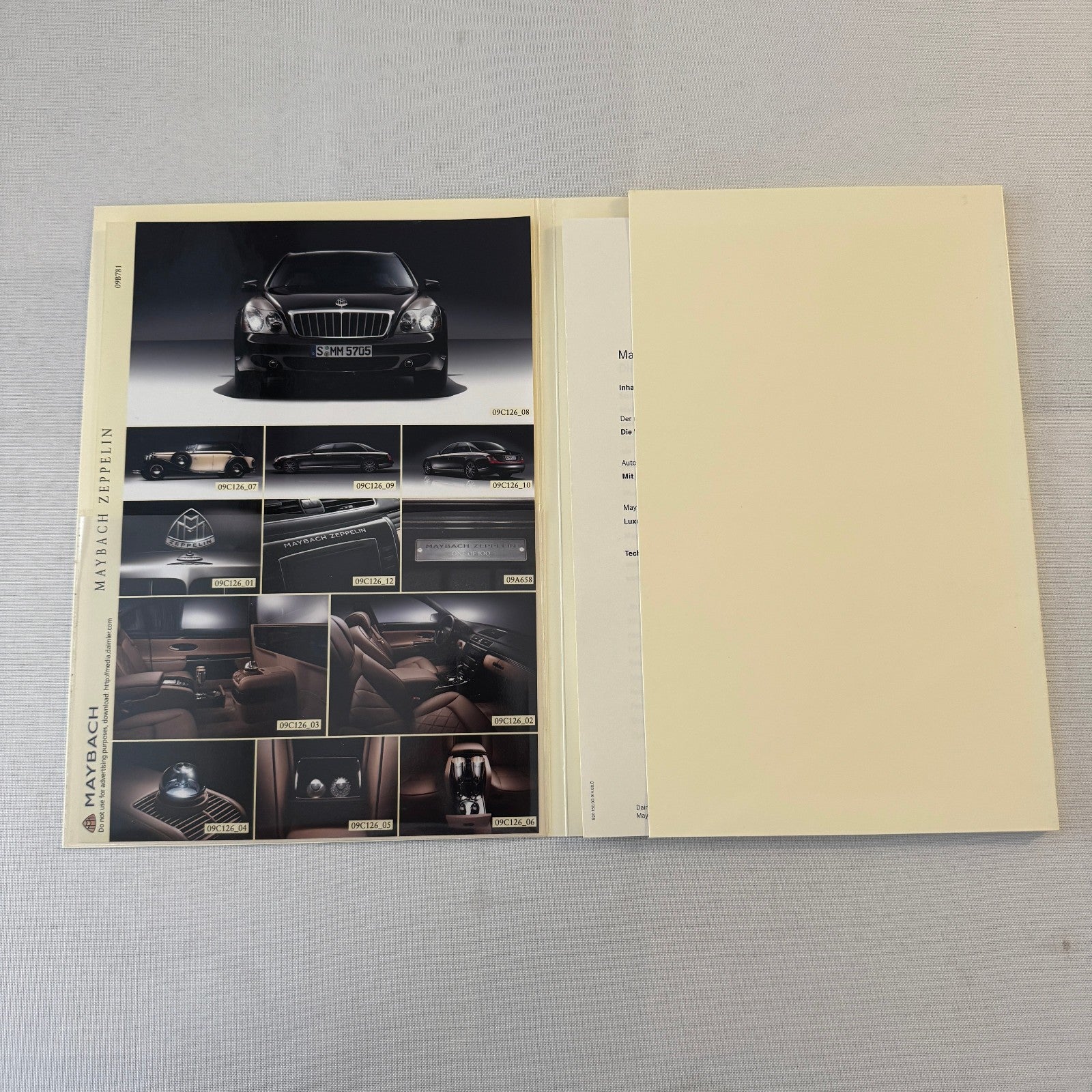 2009 Maybach 62 Zeppelin Car Press Kit Photo Brochure GERMAN