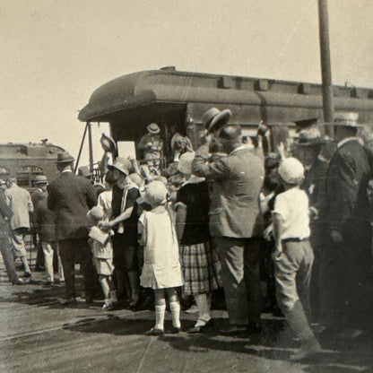 Vintage Photo Photograph Lot 5x Crowd of People around Trains