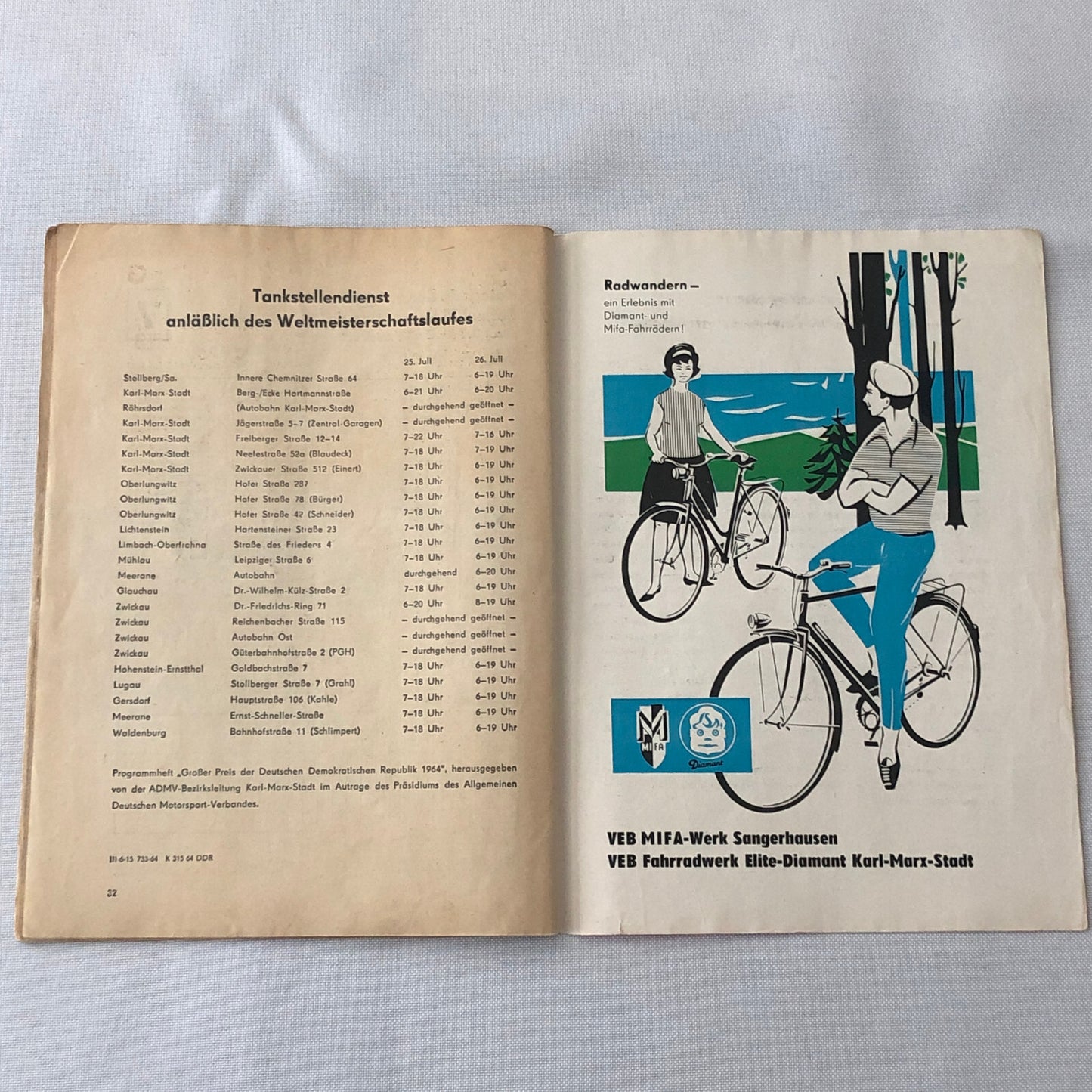 1964 Sachsenring Motorcycle Racing Grand Prix Race Program Book German