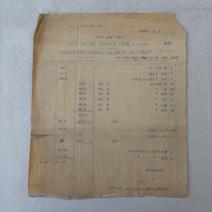 Bateman Manufacturing Receipt Letterhead Document Grenloch New Jersey 1908 Farm