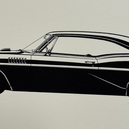 Vintage Pontiac 2+2 Automobile Illustration Art Drawing Hand Drawn Robert Preis