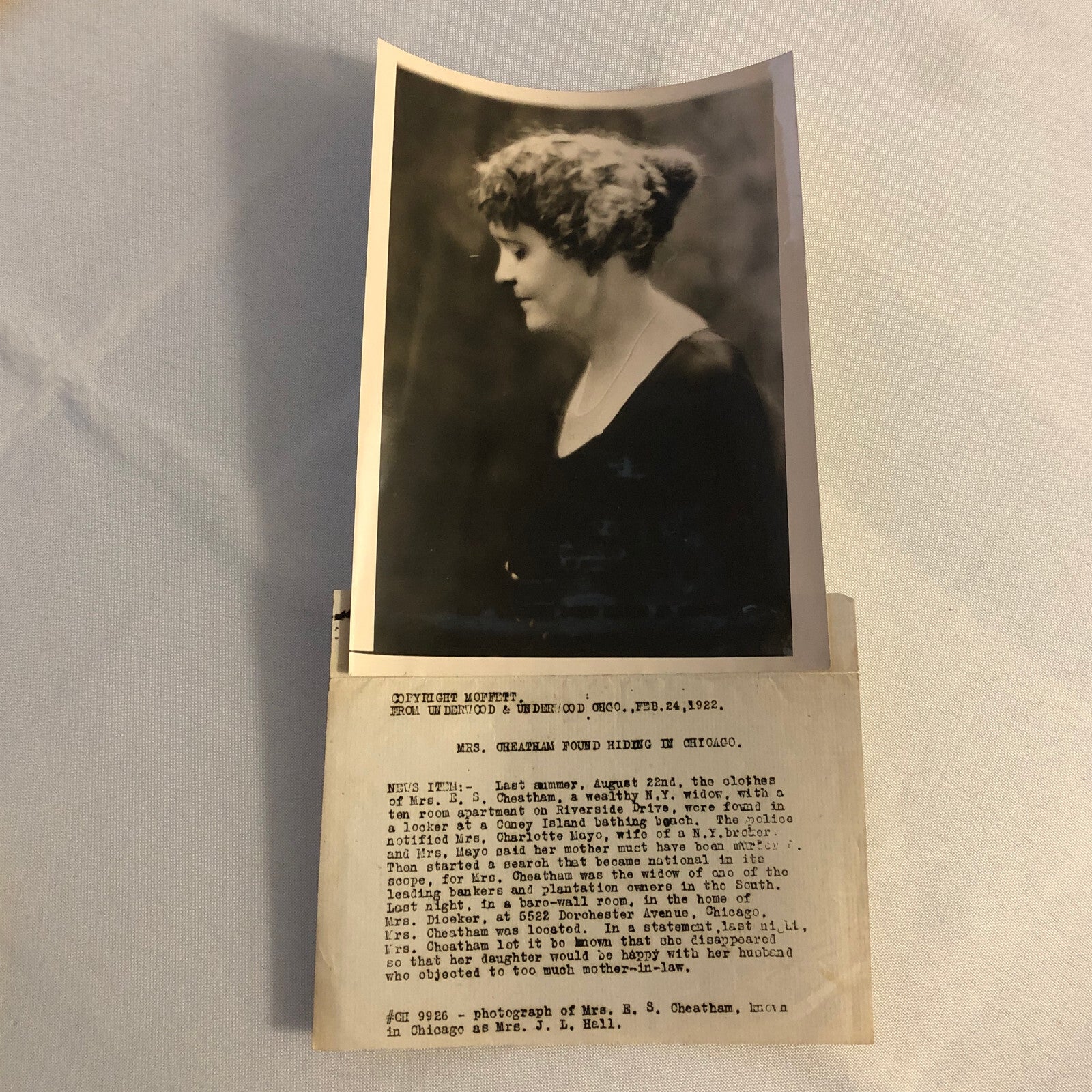 Press Photo Photograph Missing Woman Located 1922 News Photo Portrait