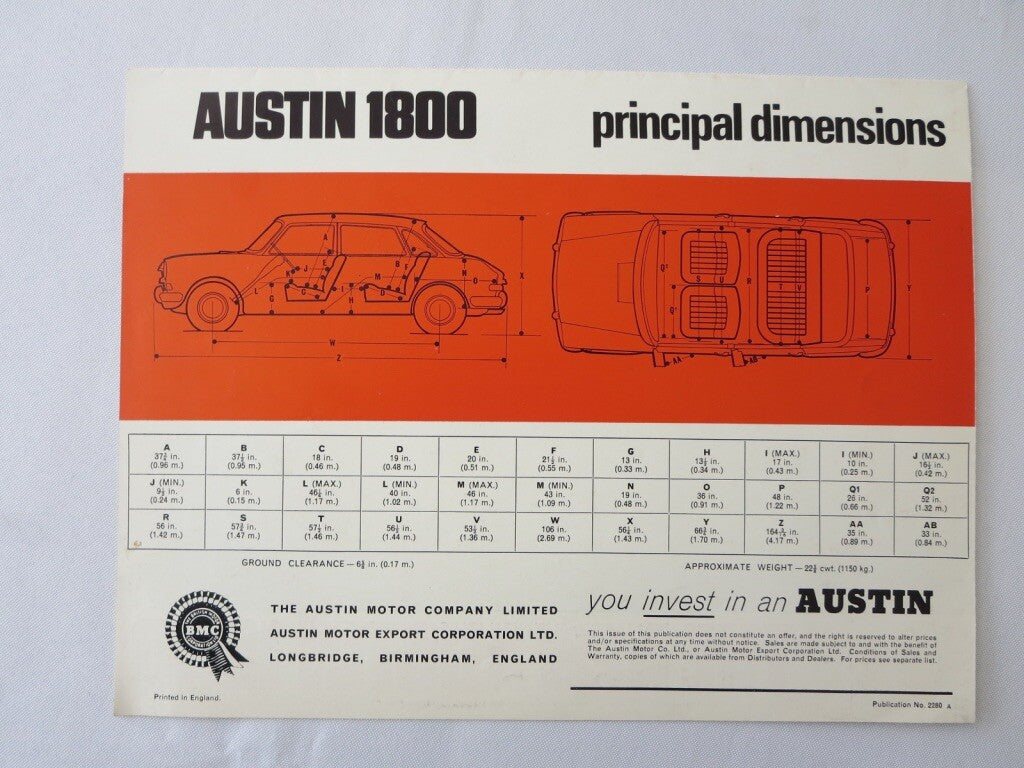 Poster Austin 1800 Sales Brochure Catalog Advertising Vintage British Car