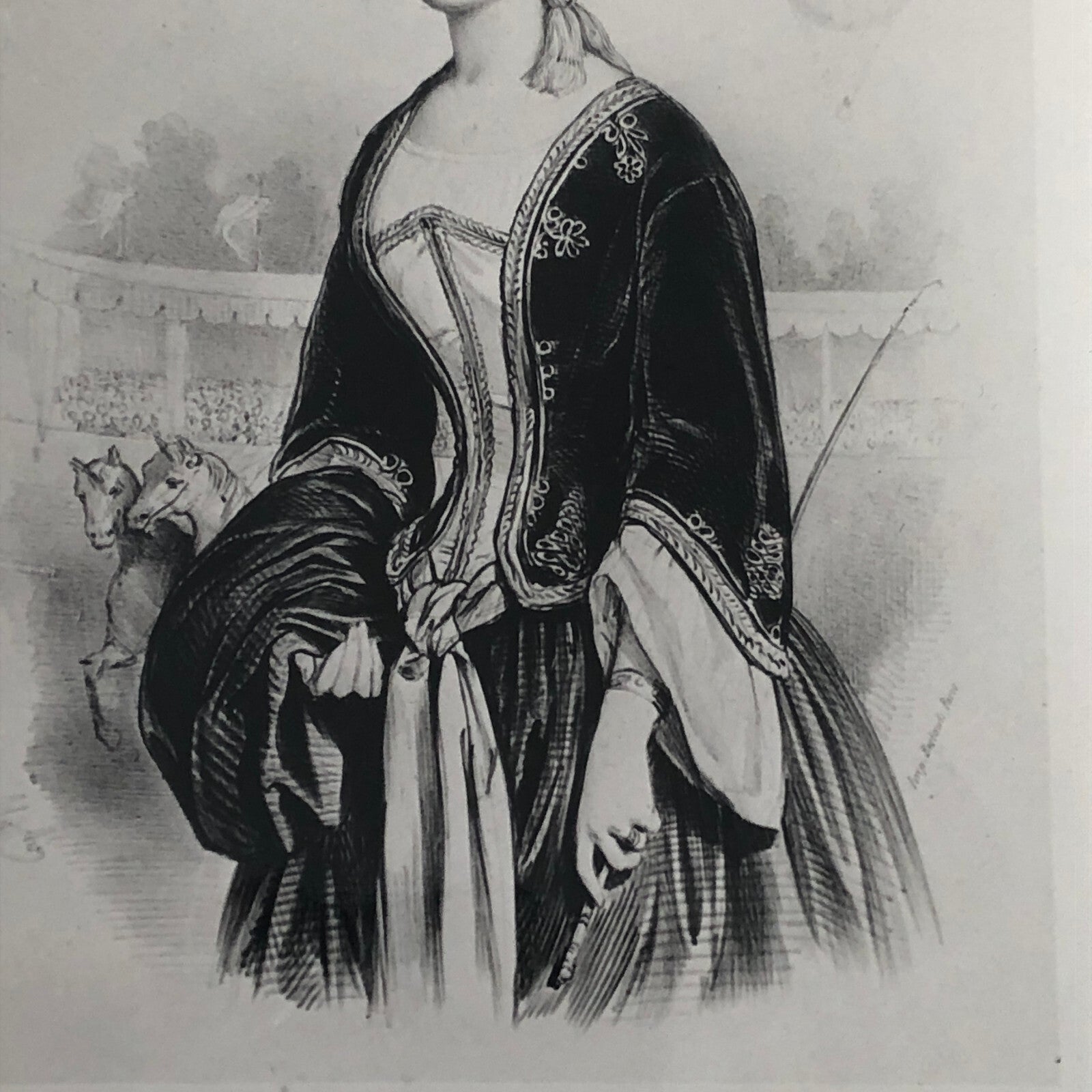 Photograph of Painting Woman in Costume Horses Circus Vintage Photo Paris