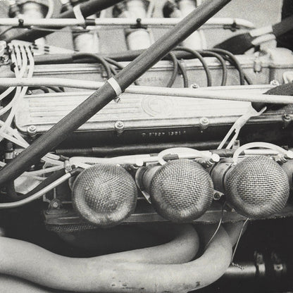 Vintage Racing Car Engine Photo Photograph Eugen Beck Photographer Stamp