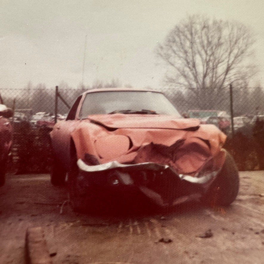 Opel GT Wreck Crash Wrecked Accident Photo Photograph Print Lot 2x