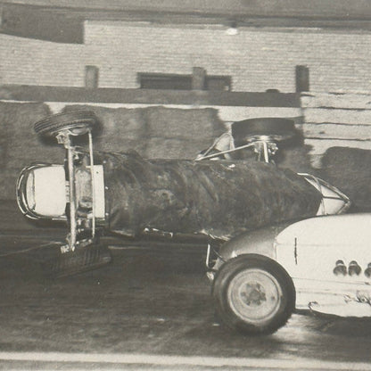 Vintage Midget Racing Car Crash Wreck Accident Photo Photograph Print Motorsport