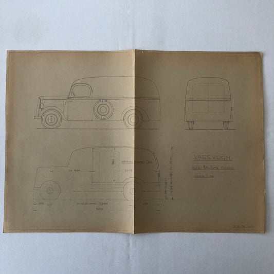 1938 Coachbuilder Truck Design Blueprint Rendering Blue Print Panel Van 