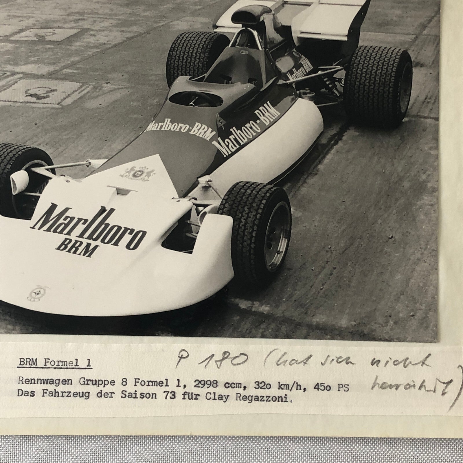 Vintage Racing Photo Photograph BRM P180 Car Clay Regazzoni 1973