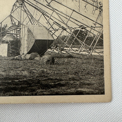 Vintage Zeppelin Airship Dirigible Postcard French La Republique Accident Crash