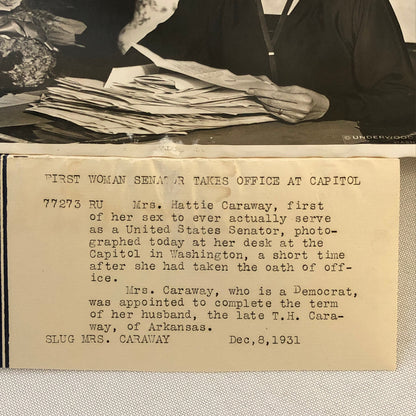 Press Photo Photograph Hattie Wyatt Caraway First Female Sentator Underwood