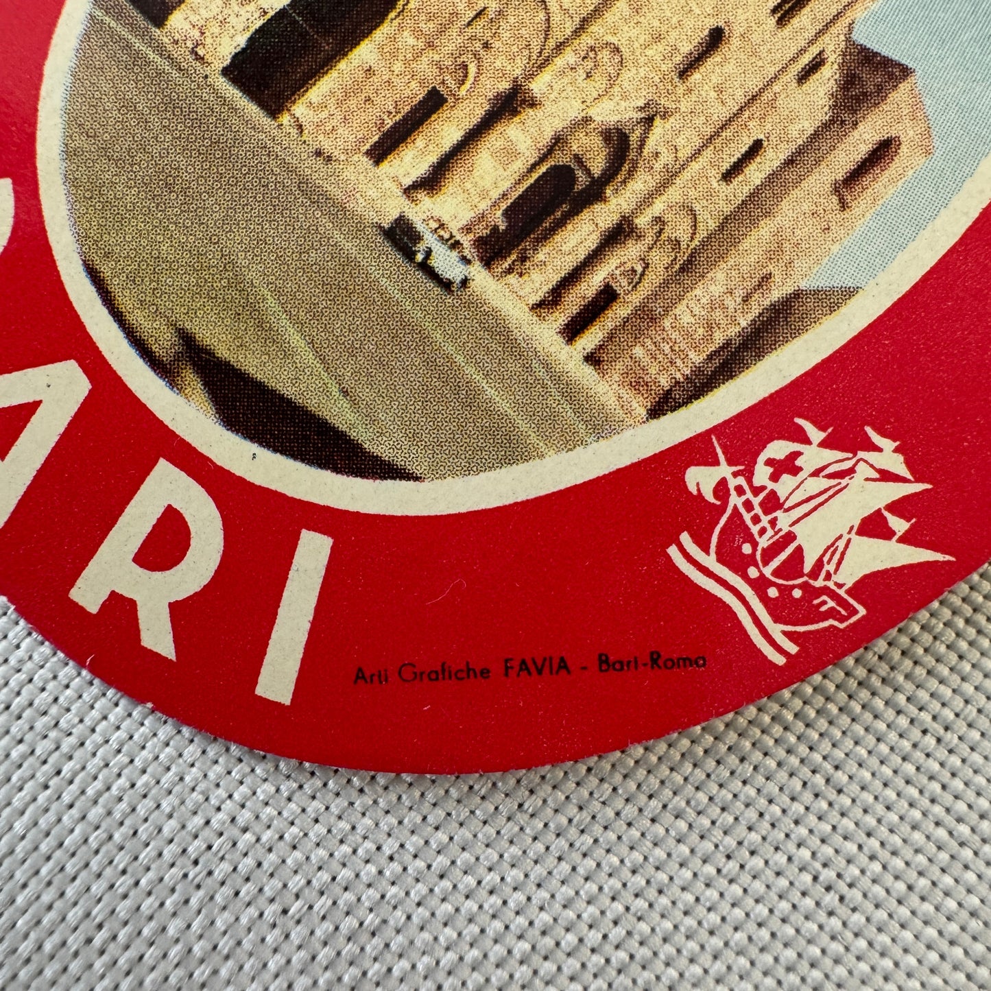 Vintage Hotel Travel Luggage Label Palace Hotel Bari Italy Italian