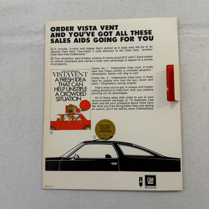 1974 Oldsmobile Cutlass Vista Vent Sunroof Sales Brochure Catalog Supreme Wagon