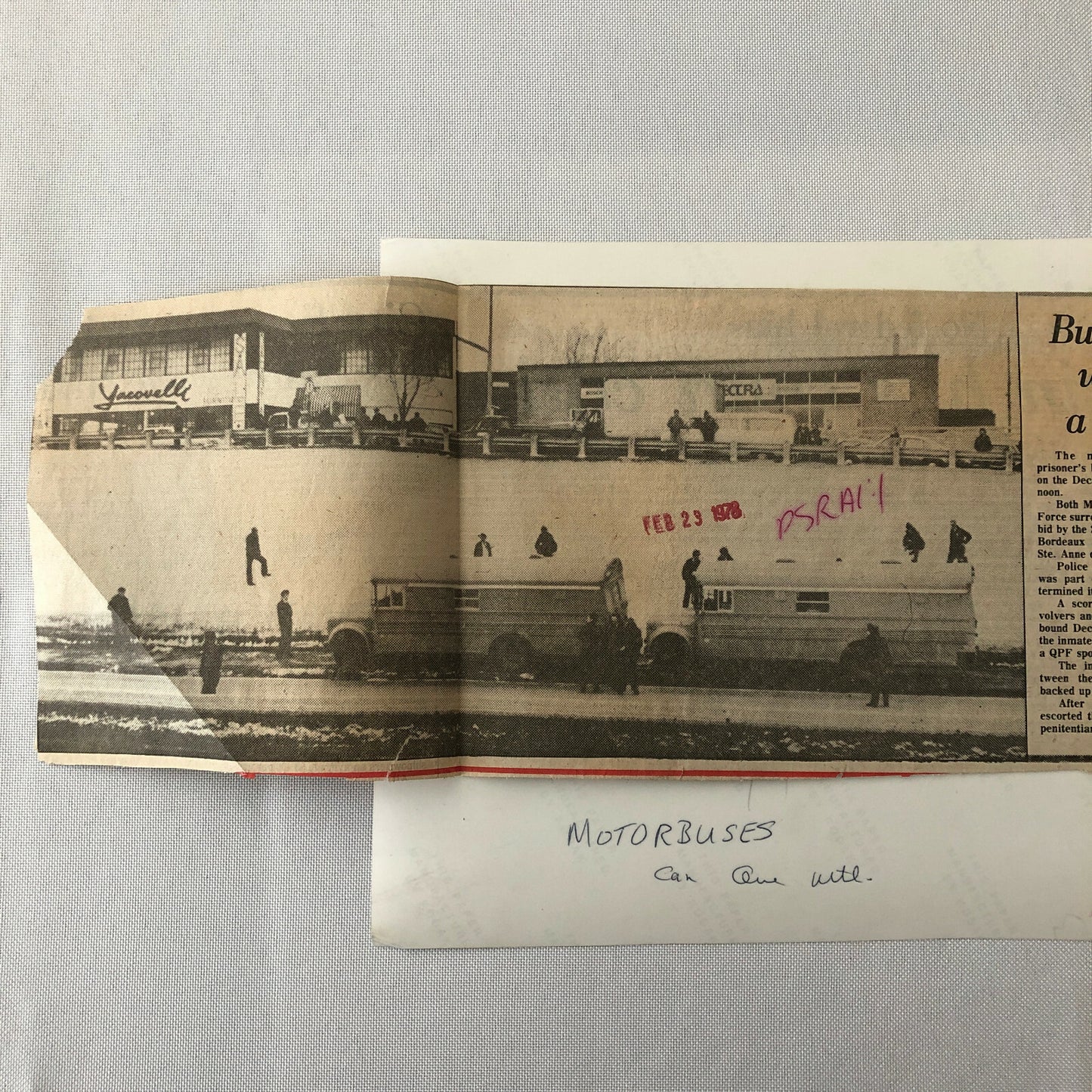 Vintage Montreal Prison Bus Press Photo Photograph Print Newspaper Story 