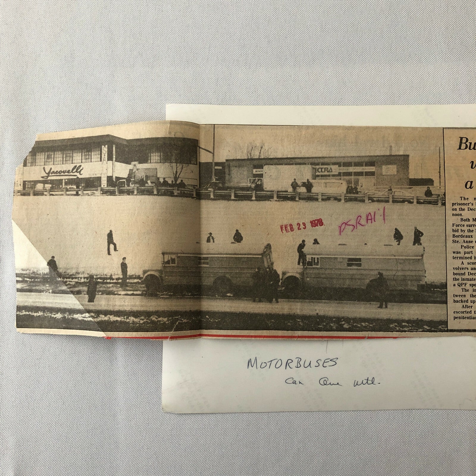 Vintage Montreal Prison Bus Press Photo Photograph Print Newspaper Story 