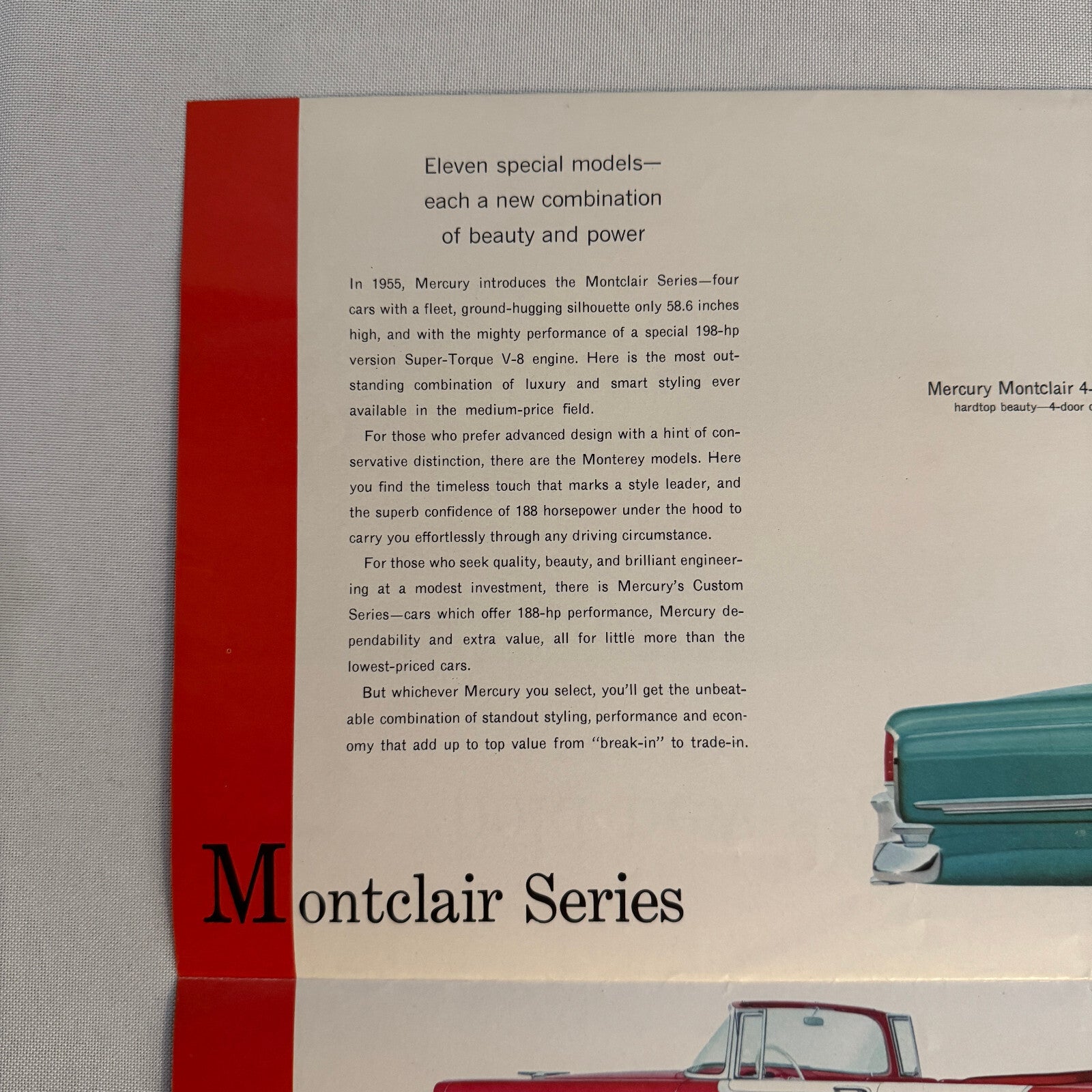 1955 Mercury Car Sales Brochure Catalog Mercury Montclair Monterey Custom