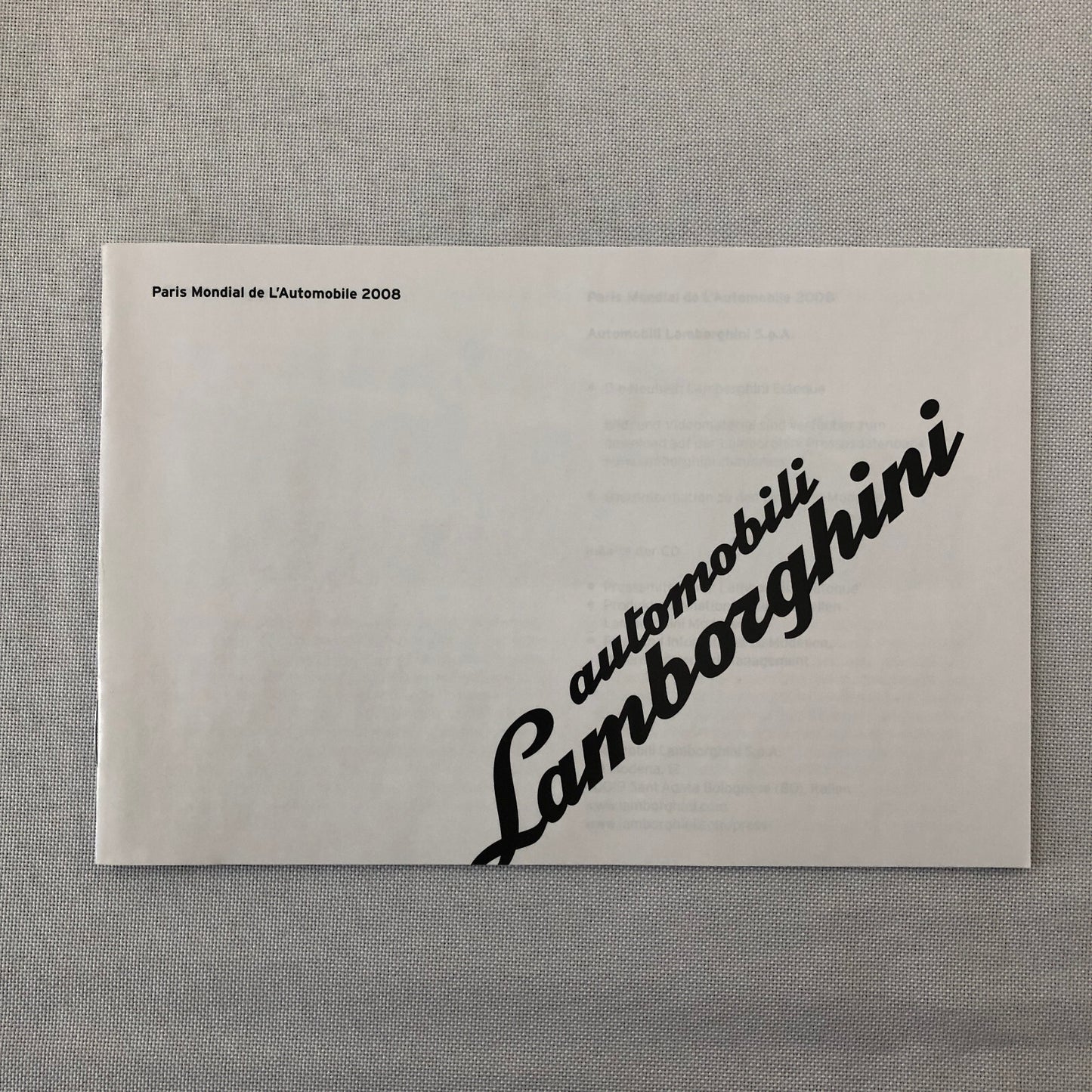 Lamborghini Press Kit Brochure with CD Estoque Concept Gallardo Murcielago