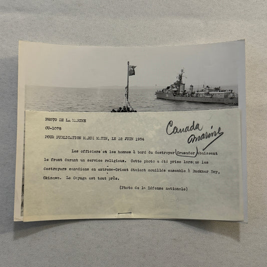 Royal Canadian Navy HMCS Crusader Military Ship Boat Destroyer 1954 Crew