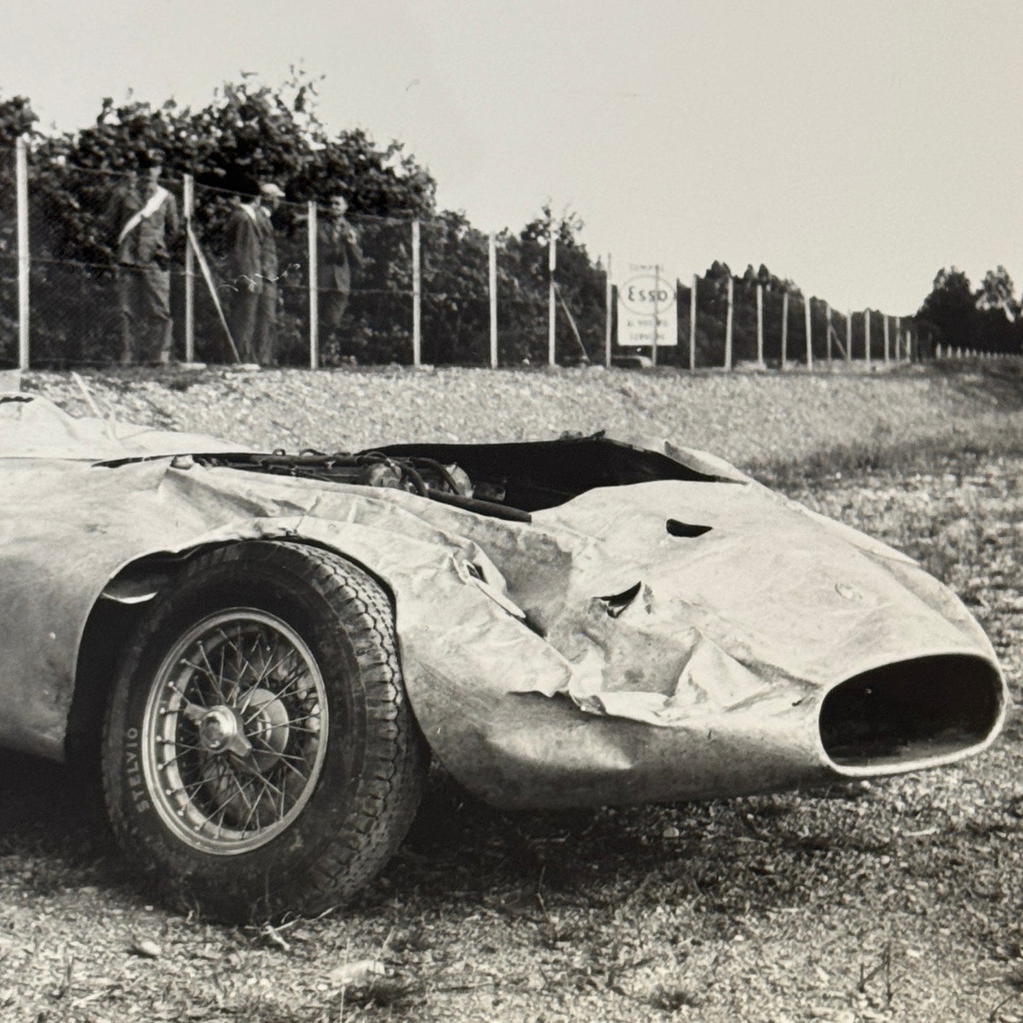Vintage Racing Photo Mercedes Benz Car Crash Wreck Giuseppe Farina CAHIER