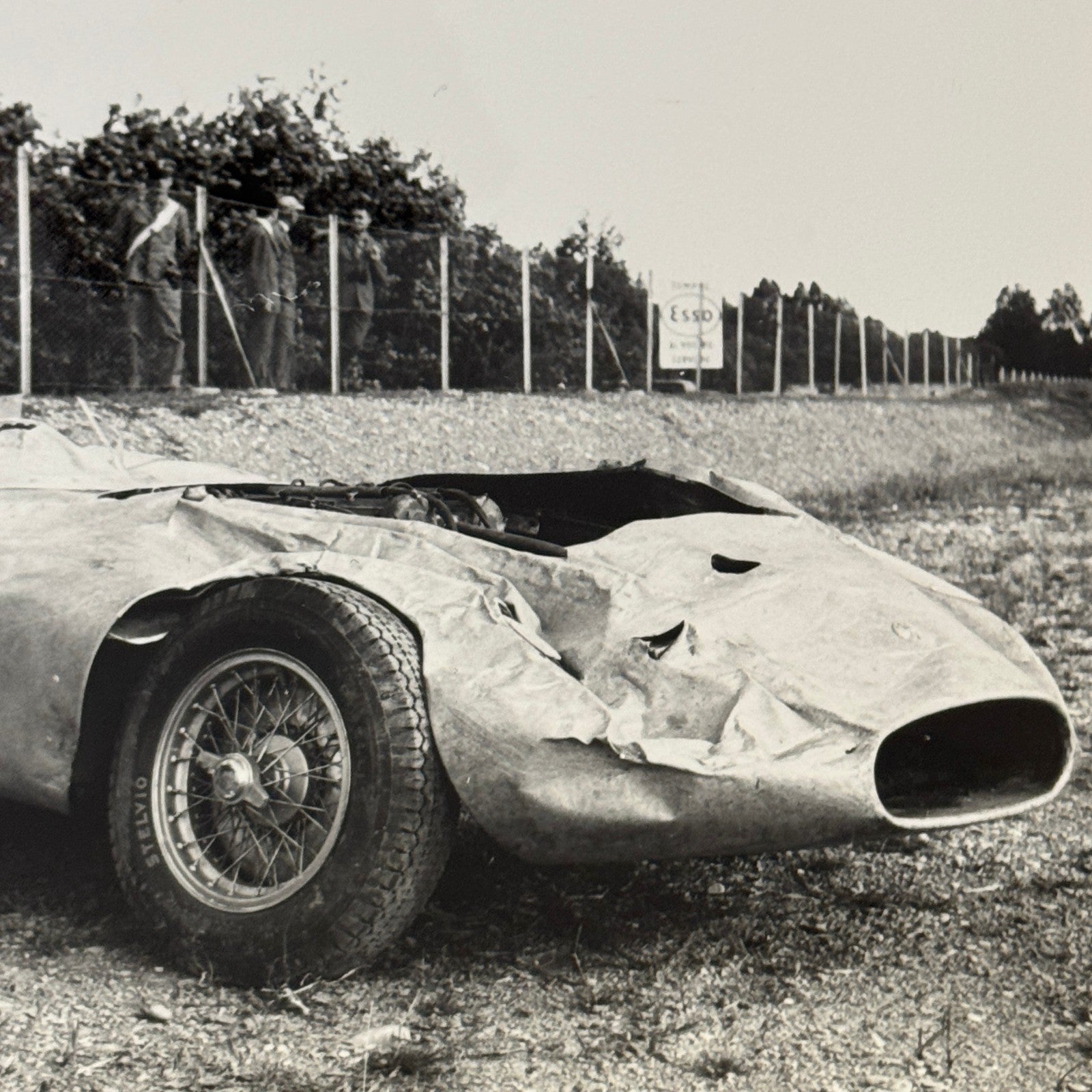 Vintage Racing Photo Mercedes Benz Car Crash Wreck Giuseppe Farina CAHIER