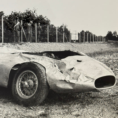 Vintage Racing Photo Mercedes Benz Car Crash Wreck Giuseppe Farina CAHIER