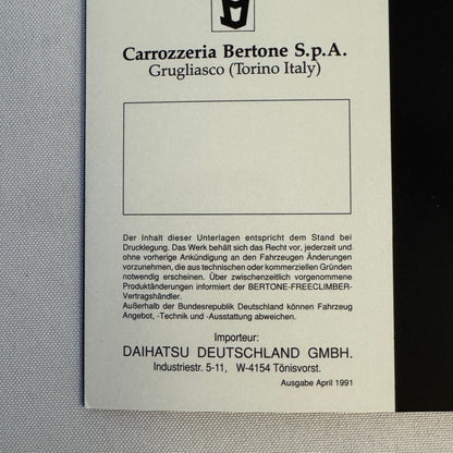 1991 Bertone Freeclimber SUV Sales Brochure BMW Bertone Free Climber GERMAN