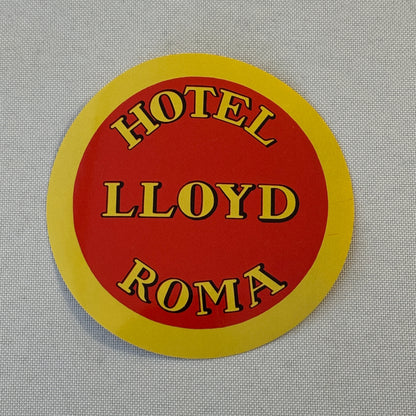 Vintage Hotel Travel Luggage Label Hotel Lloyd Roma Rome Italy Italian
