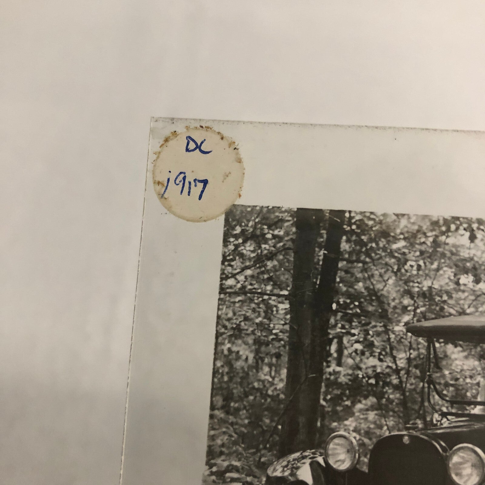 Antique Glass Plate Lantern Slide Photo Car Automobile People