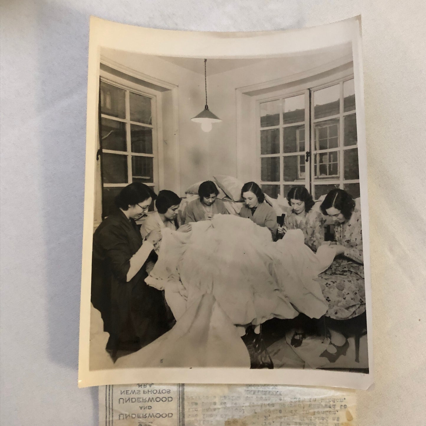 Vintage Press Photo Photograph Needlework Sewing Princess Marina Bed Spread