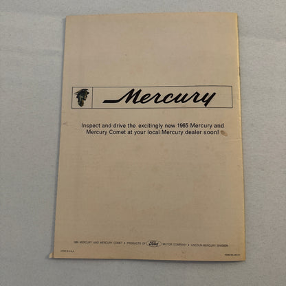 1965 Mercury Car Sales Brochure Catalog Park Lane Montclair Monterey Comet