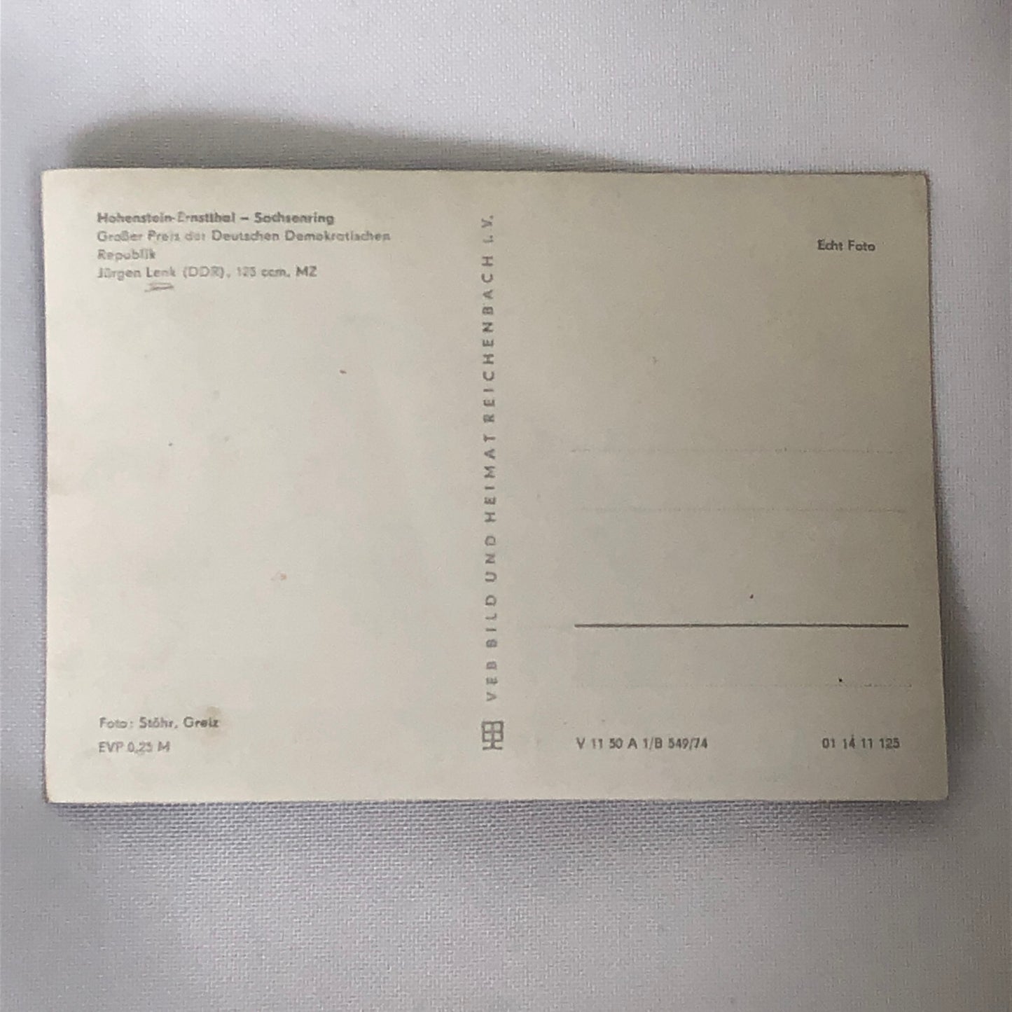 Vintage Motorcycle Racing Photo Postcard Post Card Jurgen Lenk