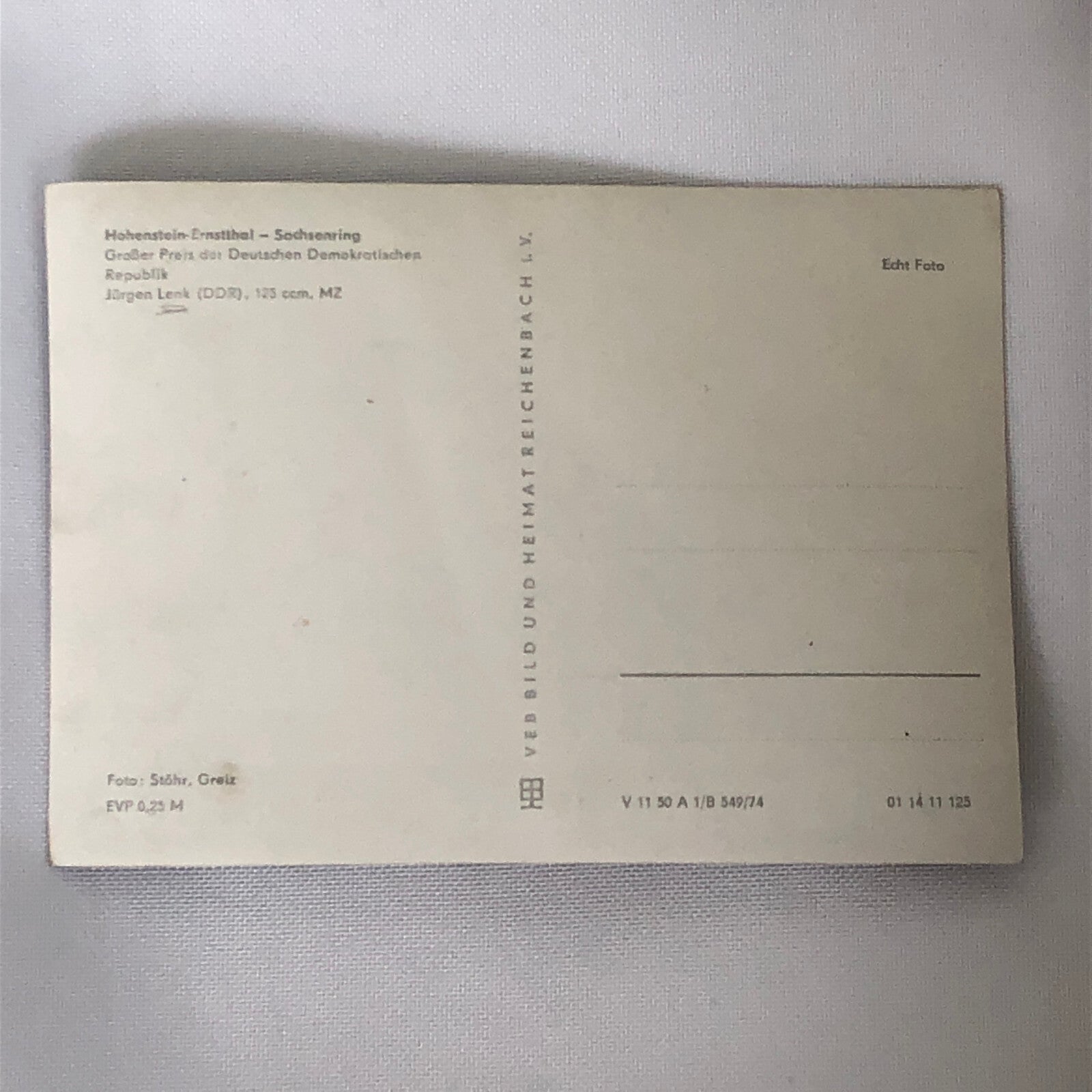 Vintage Motorcycle Racing Photo Postcard Post Card Jurgen Lenk