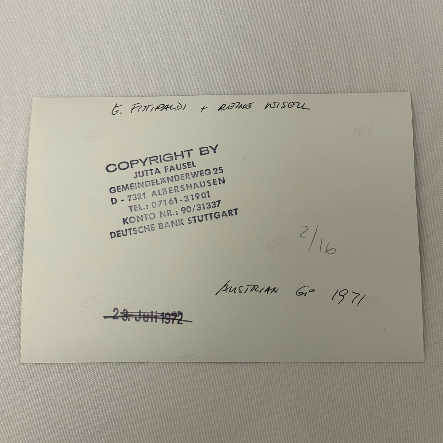 Vintage Racing Photo 1971 Austrian Grand Prix Emerson Fittipaldi Reine Wisell