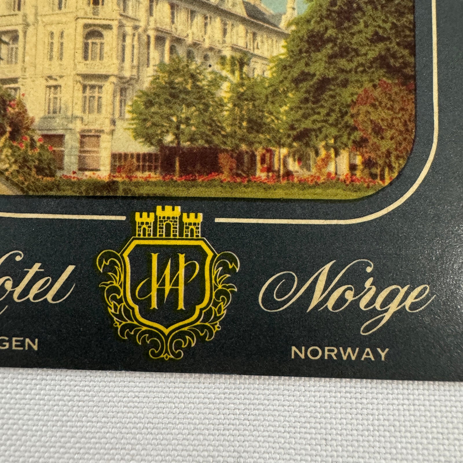 Vintage Travel Luggage Label Hotel Bergen Norway Norge